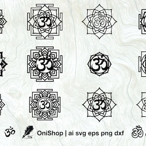 Svg OM, 18 options de vecteur OM, vecteur yoga svg, chakra OM, Om Cricut, fichier de coupe Om, Yoga cricut, Om Yantra, Om mandala | svg ai eps dxf