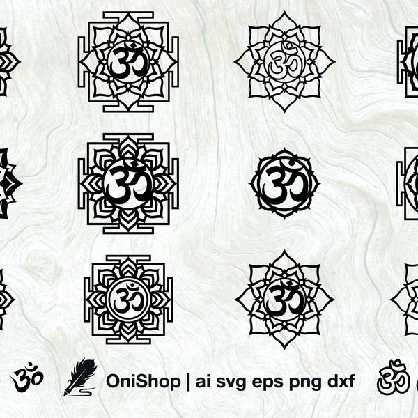 OM svg, 18 options de vector OM, Vector Yoga svg, OM Chakra, Om Cricut, Om fichier de coupe, Yoga cricut, Om Yantra, Om mandala | svg ai eps dxf