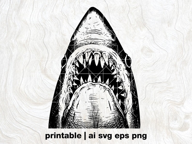 Shark SVG, Jaws Shirt Design Print, Shark Week, Ocean Surfing Clipart, Beach Sublimation png, Cricut files, Laser Cut EPS DXF image 1