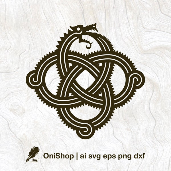 Ouroboros knot svg, 4 options celtic dragon cut-out knot, snake svg ai eps dxf png files, Cut files, Cricut, Silhouette, Glowforge