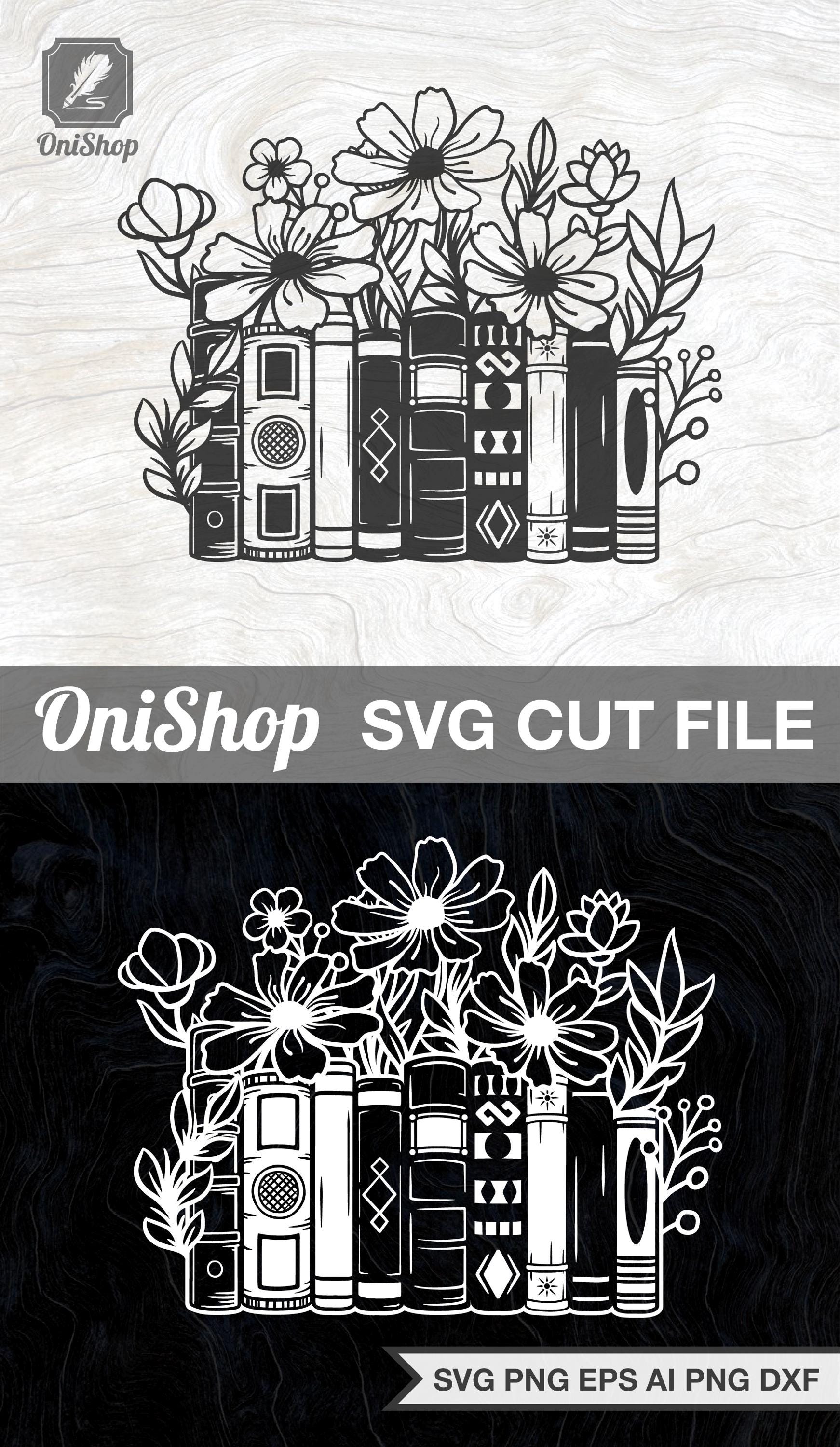 Books SVG, Floral Book Svg, Flower Book, Reading Svg, Stack of Books ...