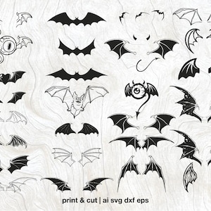 Pakiet wektorów Bat wings, pakiet Bat wings, Bat wings svg, Bat wings cięte laserowo, pliki ai eps dxf, Bat wings Cricut, Bat wings Wall art