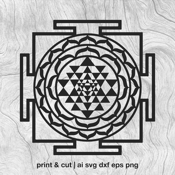 Sri Yantra svg 4 variants | Sri Yantra laser cut files | Sri Yantra vector cliparts Cricut eps ai dxf