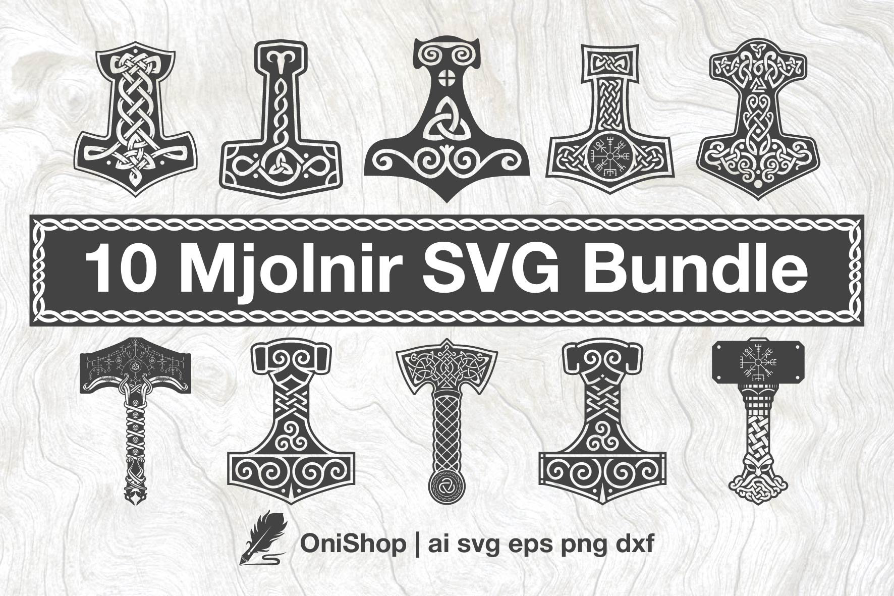 Mjolnir 10 SVG options bundle, Thor's hammer pack, viking wall decor, viking symbol ai eps dxf png, Cut files, Cricut, Silhouette, Glowforge