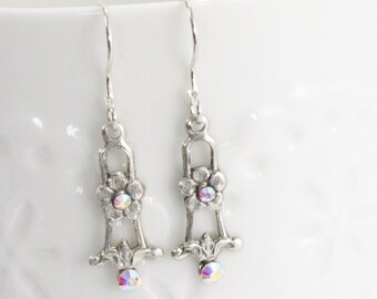 Orecchini a perno in argento Sterling con fiore Aurora Boreale