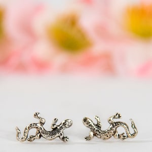 Sterling Silver Lizard Post Earrings, Animal Earrings, Lizard Earrings, Stud Earrings, Miniature Post Earrings, Nature Inspired