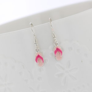 Hand Painted Sterling Silver Tiny Pink Flip Flop Dangle Earrings, Tiny Earrings, Hand Painted, Flip Flop, Shoe, Beach, Beach Inspired