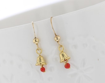 14KT Gold Filled Vintage Bell Dangle Earrings, Vintage inspired, Bell Earrings, Dainty Earrings, Small Earrings, Dangle Earrings Gold Dangle