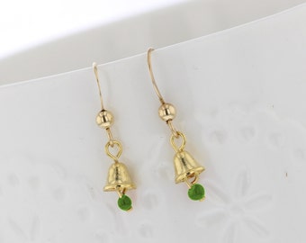 14KT Gold Filled Vintage Bell Dangle Earrings, Vintage inspired, Bell Earrings, Dainty Earrings, Small Earrings, Dangle Earrings Gold Dangle