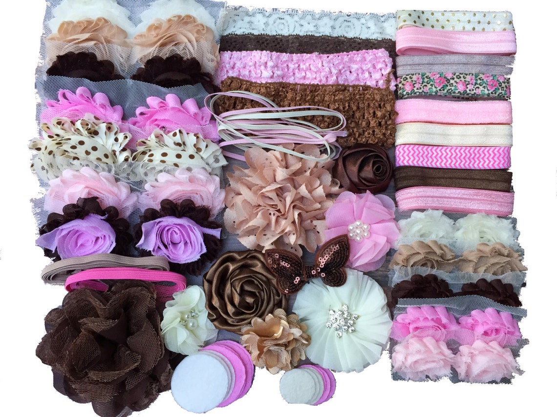 Baby Shower Headband Kit pink and Brown Baby Etsy