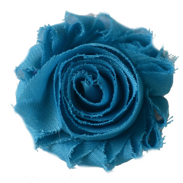 2.5 inch Shabby Flower Trim Wholesale, Flowers for Baby Headbands, Rose Trim By the yard, 1/2 yard or 2 flowers, Peacock