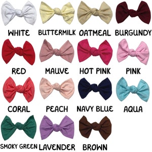 4.5" Jersey Cotton Bow, Baby Girl Hairbows and Headbands, DIY Hairbow Supplies, Cotton Bow, Choose from 15 Colors, Lot of 1, 5 or 10