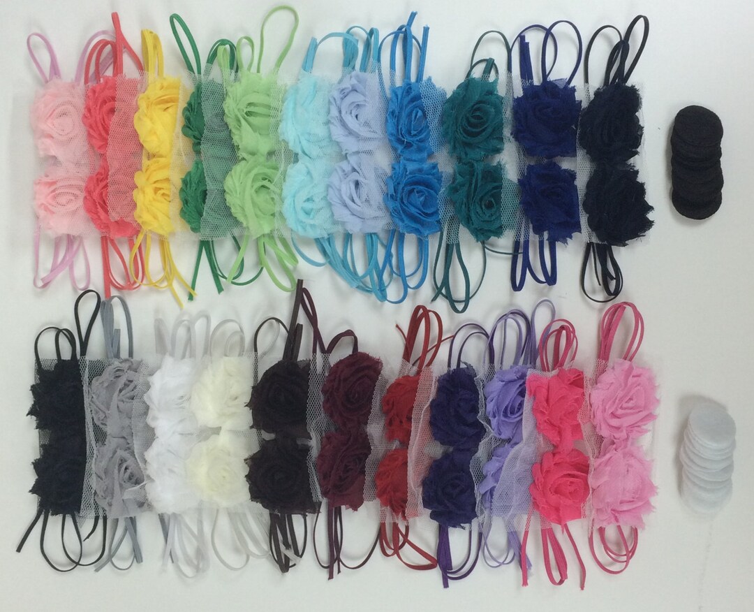 Baby Shower Headband Kit mini Shabby Flower, Baby Shower Headband