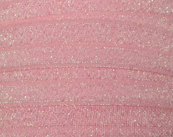 Frosted Light Pink Fold Over Elastic, Frosted Fold Over Elastic for Baby Girl Headbands, Frosted FOE By the Yard, 5 yards or 10 yards