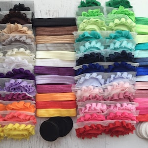 Baby Shower Headband Kit &quot;Shabby Flower&quot;, Baby Shower Headband Station, DIY Headband kit, Baby Girl Headbands, Headband Kit Baby Shower