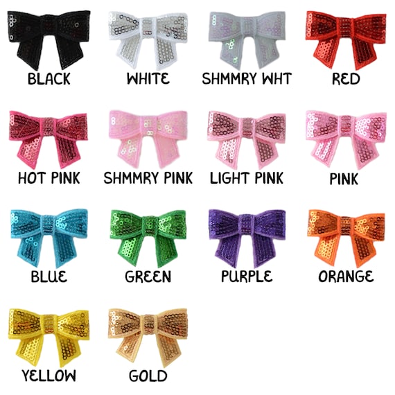 2 inch Sequin Bows, Embellishments for Baby Headbands, DIY Hair Bow Supplies, Applique Sequin Bow, 14 Colors to Choose From