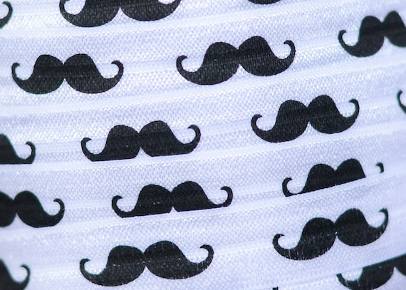 Printed Fold Over Elastic by the Yard Mustache Elastic for | Etsy