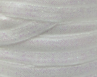 White Frosted Elastic, Frosted 5/8" Fold Over Elastic for Head Bands and Elastic Hair Ties, Frosted FOE By the Yard, 5 yards or 10 yards