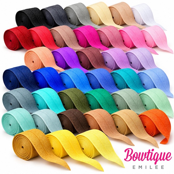 Fold Over Elastic 1", Fold Over Elastic for Headbands or Sewing Projects, 1 inch Foldover Elastic by the 1 yard, 5 or 10 yards, 39 Colors