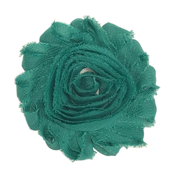 2.5 inch Shabby Chiffon Flowers Wholesale, Flowers for Shabby Chic Headbands, Shabby Flowers By the yard, 1/2 yard or 2 flowers, Teal