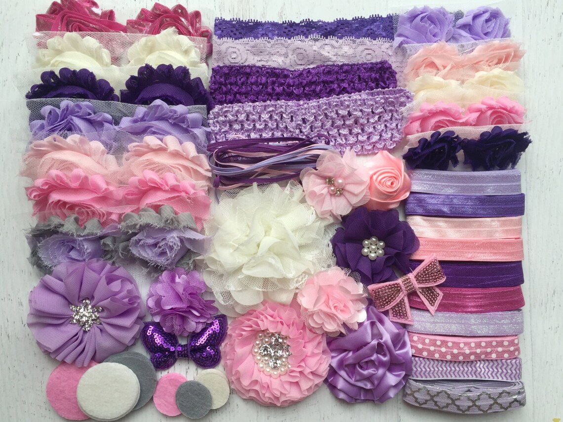 Baby Shower Headband Kit purples and Pinks Baby Etsy