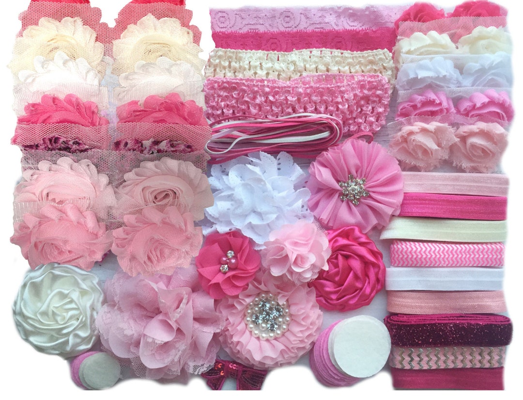 Baby Shower Headband Kit pretty in Pink, Baby Shower Headband Station, DIY Headband Kit, Baby