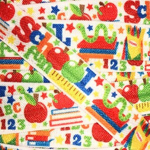 Printed Fold Over Elastic Wholesale, Printed Elastic for Headbands and Hair Ties, 5/8&quot; School Fun Elastic by the single yard, 5 or 10 yards