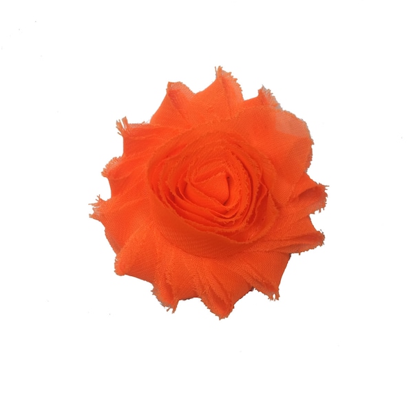 2.5" Shabby Chiffon Flower Trim by the Yard, Flowers for Shabby Chiffon Flower Headbands, By the yard, 1/2 yard or 2 flowers, Neon Orange