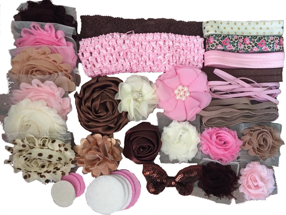 Baby Shower Headband Kit mini Pink and Brown Baby Etsy