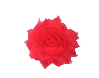 2.5" Shabby Rose Trim by the Yard, Flowers for Infant Headbands, Shabby Flowers By the yard, 1/2 yard or 2 flowers, Neon Pink