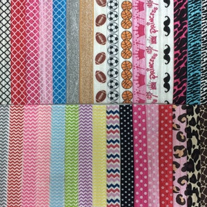 FOE Elastic GRAB BAG 5/8 Wholesale, Printed Fold Over Elastic for Baby Headbands, 5/8 inch Elastic Grab Bag of 50 Yards Prints image 2