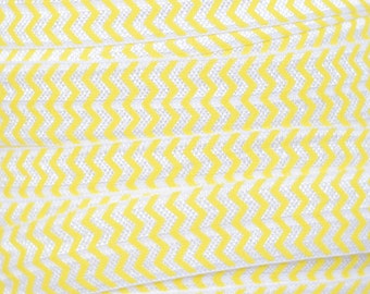 Élastique replié imprimé, élastique imprimé pour bandeaux et serre-tête bébé fille, 5/8" Yellow Chevron FOE par mètre unique, 5 ou 10 mètres