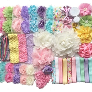 Baby Shower Headband Kit &quot;Springtime Pastels&quot;, Baby Shower Headband Station, DIY Headband kit, Baby Girl Headbands, Baby Headband Kit