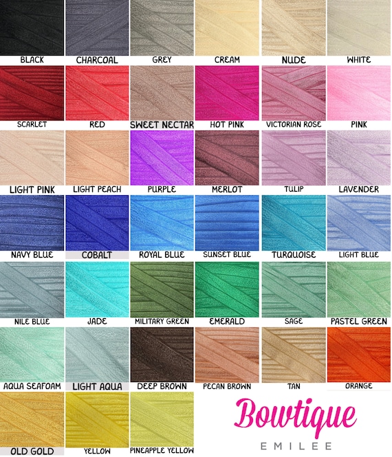 Fold Over Elastic 1", Fold Over Elastic for Headbands or Sewing Projects, 1 inch Foldover Elastic by the 1 yard, 5 or 10 yards, 39 Colors