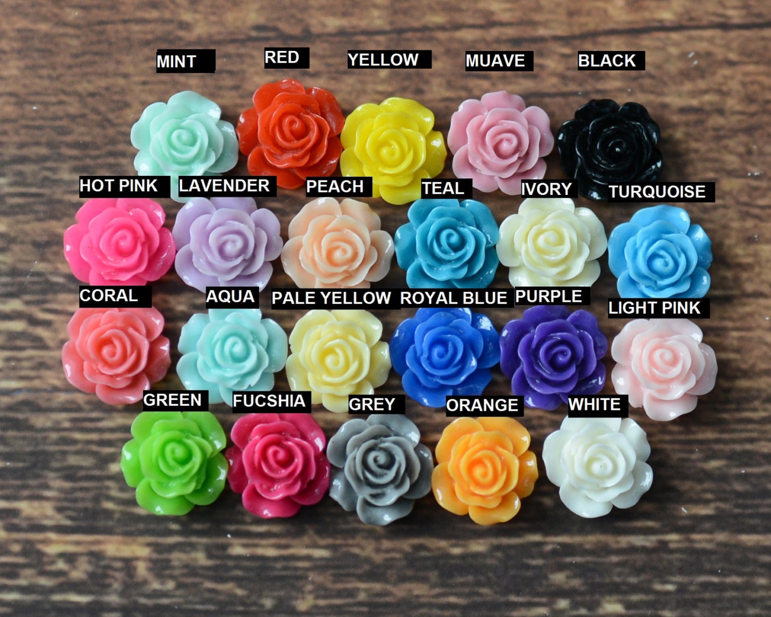 16mm Resin Roses Flat Back Resins for Hairbows DIY Crafting Etsy