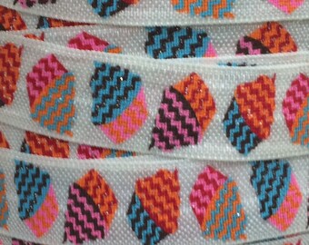 Sparkling Cupcake Elastic, Fold Over Elastic, Foldover Elastic for Baby Head Bands and Hair Ties, 5/8" FOE by the single yard, 5 or 10 yards