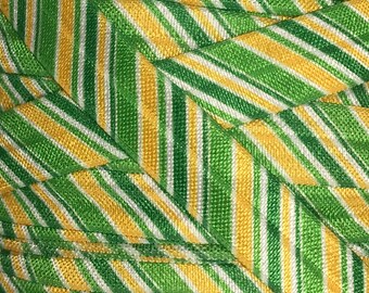 Saint Patrick's Fold Over Elastic, Elastic for Baby Headbands FOE Hair Ties, 5/8" Irish Stripes Foldover elastic by 1 yard, 5 or 10 yards