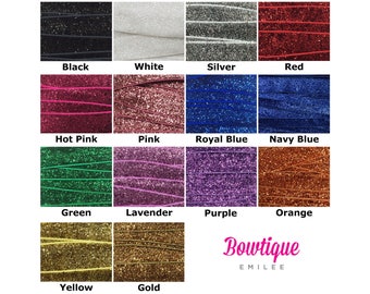 Glitter Foldover Elastic, Glitter Elastic for Headbands Hairties, 5/8" Glitter FOE By the single Yard, 5 yards or 10 yards 14 Colors