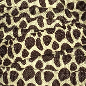 Printed Fold Over Elastic by the single yard, Animal Print Elastic for Headbands and Hair Ties, 5/8&quot; Giraffe FOE By the yard, 5 or 10 yards