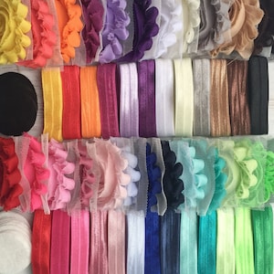 Baby Shower Headband Kit &quot;Shabby Flower Half Size&quot;, Baby Shower Headband Station, DIY Headband kit, Baby Headbands, Headband Kit Baby Shower