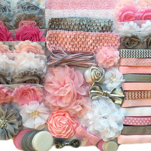 Pink & Grey Headband Kit Baby Shower Headband Kit Baby Etsy
