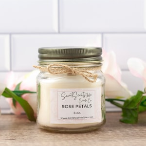 Rose Flower Scented Soy Candle, Floral Home Fragrance, Gift for Fresh Red Roses Lover, Mothers Day Valentine&#39;s Day Gift, Spring Summer Scent