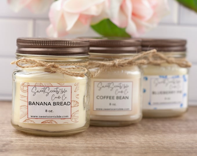 Sweet Bakery Scented Soy Candle, Dessert Inspired Home Fragrance, Holiday Candle, Mason Jar Home Decor, Food Scented Candle, Pie Bread Scent