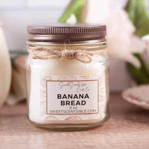 Banana Bread Scented Soy Candle, Sweet Cake Bakery Grandma Banana Muffin Candle, Mason Jar Home Fragrance Decor, Gift for Her, Holiday Scent