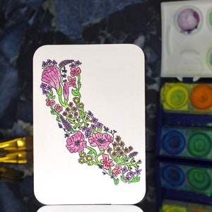 Conjunto de Três - Cartão Postal Floral Aquarela
