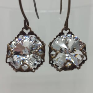 Crystal Swarovski Round Loop Ear Wire Earrings