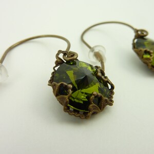 Olivine Swarovski Round Loop Ear Wire Earrings