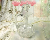 Crystal Decanter, Crystal Cruet, Vintage Crystal Oil Decanter, Vintage Crystal Oil Cruet, Vintage Glass Vinegar or Oil Decanter Cruet Gift