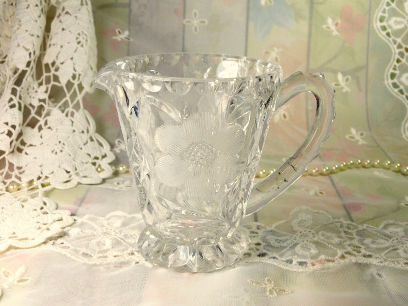 Crystal Creamer Pitcher Vintage Cut Crystal Creamer Clear Etsy