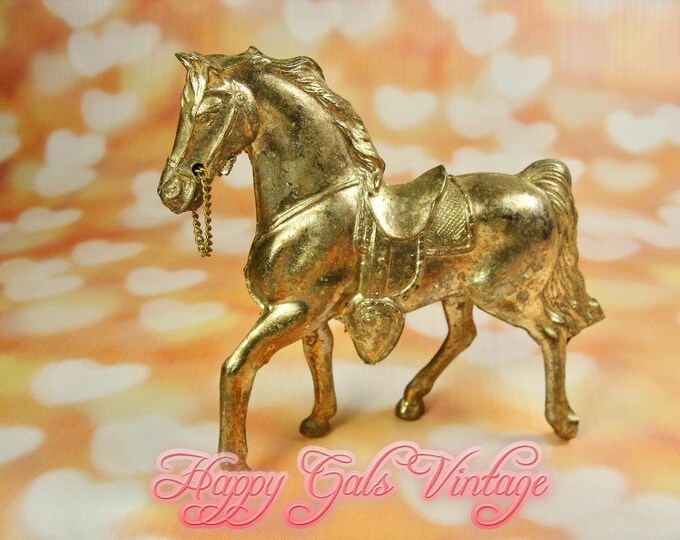 Vintage Metal Horse Toy Golden Metal Horse Figurine Gift Etsy